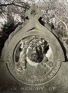 Head of Christ on family gravestone, 1863