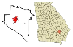 Location in Appling County and the state of Georgia