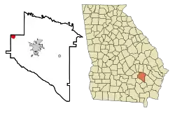 Location in Appling County and the state of Georgia