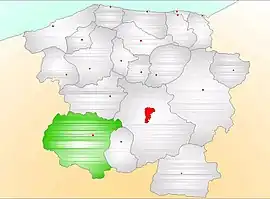 Map showing Araç District (green) in Kastamonu Province