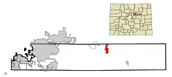 Location of the Byers CDP in Arapahoe County, Colorado.