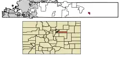 Location of the Town of Deer Trail in the Arapahoe County, Colorado.