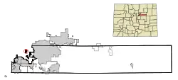 Location of the City of Glendale in Arapahoe County, Colorado