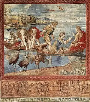 The Miraculous Draught of Fishes from the Acts of the Apostles, workshop of Pieter d'Enghien van Aelst after a cartoon by Raphael, ca1517-1519 (Vatican Museums)