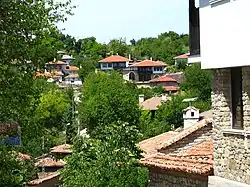 Overview of Arbanasi with new and old houses in a traditional style