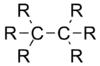 Two sp3 carbon atoms bonded to each other.