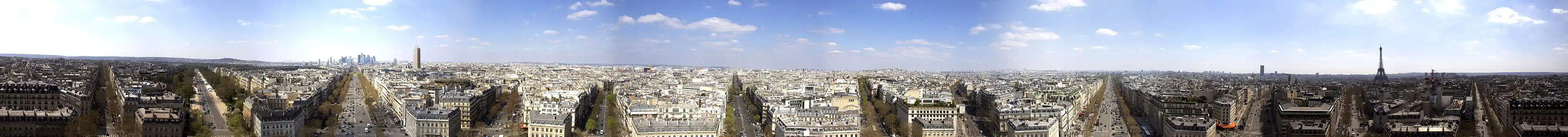 Paris seen from the top of the Arc de Triomphe.