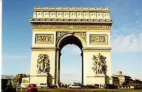 The Arc de Triomphe, Paris; a 19th-century triumphal arch modelled on the classical Roman design (1998)