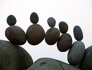 A rock balance sculpture in the form of an arch