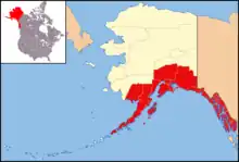 Alaska state map indicating location of the Archdiocese of Anchorage–Juneau map
