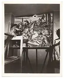 Calapai completing a work of art in circa 1937.