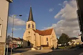 The church and the Place de la République, in Ardentes