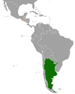 Map indicating locations of Argentina and El Salvador