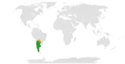 Map indicating locations of Argentina and Paraguay