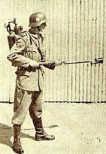 Argentine soldier with DGFM flamethrower (c.1940s)