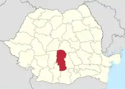 Location of Argeș County in Romania