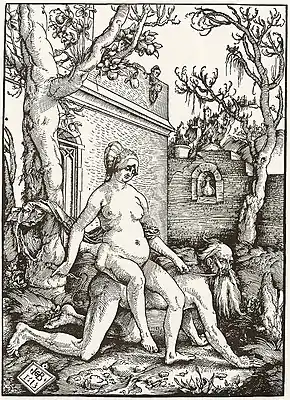 Woodcut of Phyllis and Aristotle, 1515