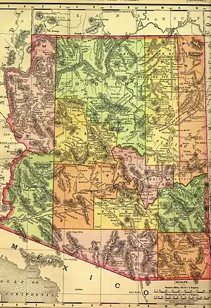 Image 21895 map of the Arizona Territory by Rand McNally. (from History of Arizona)