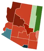 Map of counties in Arizona by racial plurality, per the 2020 U.S. census  Legend   Non-Hispanic White    40–50%    50–60%    60–70%    70–80%  Native American    40–50%    70–80%  Hispanic or Latino    60–70%    80–90%