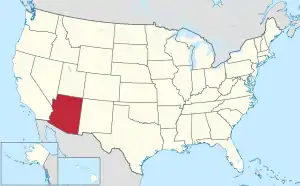 Map of the United States highlighting Arizona