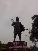 The statue of Arjun at the Arjun Chowk.