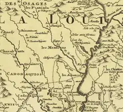 Image 12A map of the region in Louisiana, 1687 (from History of Arkansas)