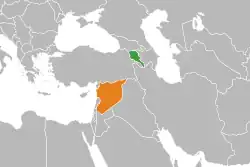 Map indicating locations of Armenia and Syria