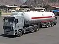 MAZ-6430 tractor unit towing a tank trailer at the border between Armenia and Iran