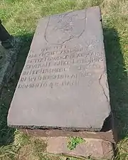Brownstone marker of Armiger Leonard Chester dated 1648