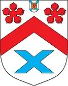 Coat of arms of the Agnew baronets (1629) with the badge of a Baronet of Nova Scotia (Coat of arms of Nova Scotia) in chief