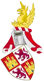 The arms of the Crown of Castile with the ancient royal crest