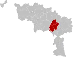 Location of the arrondissement in Hainaut