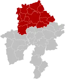 Location of the arrondissement in Namur