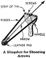 A 1922 diagram showing the construction of an arrow-firing slingshot