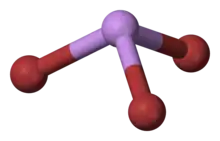 Ball and stick model of arsenic tribromide
