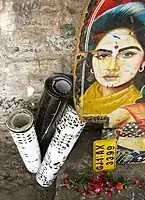 Bollywood actress Smita Patil depicted on an interior decoration from a rickshaw in Mumbai