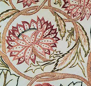 Detail of Flowerpot embroidery, 1890