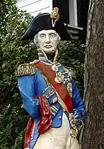 Grade II listed statue of Lord Nelson in Portmeirion, Wales.(See "Portmeirion, Lord Nelson section")