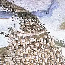 Castle and mosques engraving by Panagiotis Zographou.