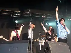 Art Brut in 2006.  From left to right: Feedback, Future, Catskilkin, Breyer (behind), and Argos.