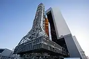 Space Launch System Artemis 1 rollout out of the VAB, 17 March 2022