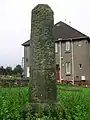 A view of the cross and Celtic interlace carving.