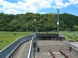 The end of the Asatō Line track (before the construction of roads exclusively for dual-mode vehicles).