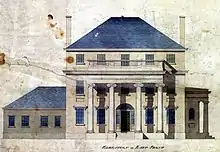 Elevation of East Front, Asa Waters House, 1824, by Asher Benjamin