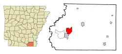 Location in Ashley County and the state of Arkansas