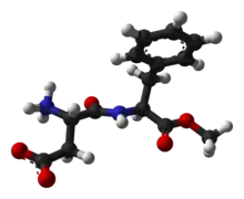 Ball-and-stick model of aspartame