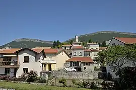 A view of Aspres-sur-Buëch, with the clock tower overlooking the village