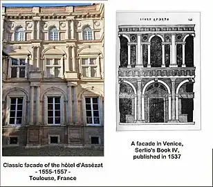 Influence on hôtel d'Assézat's facades.
