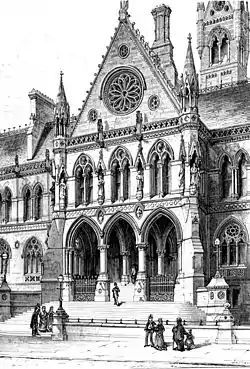 Illustration of the Assize Courts from Charles Eastlake's History of the Gothic Revival