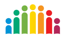 ASPC's logo, a row of rainbow-colored figures of varying heights forming an arch